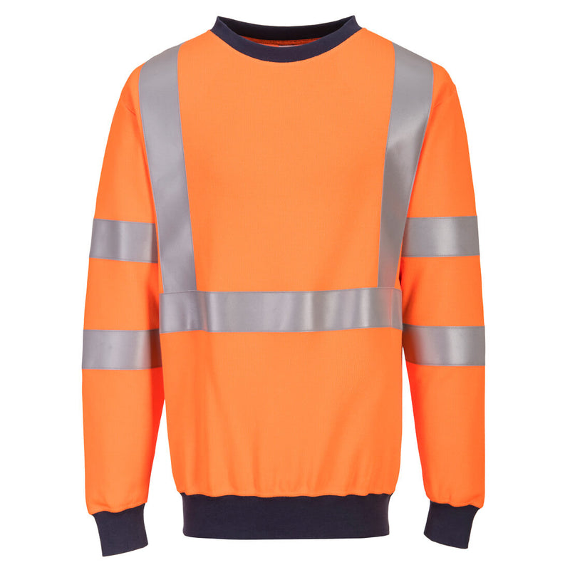 Orange Portwest Flame-Resistant RIS Sweatshirt FR703 for enhanced visibility and safety