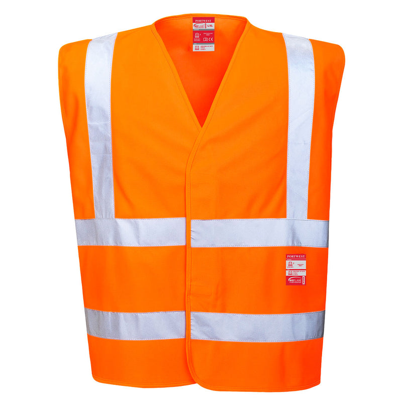 Orange Portwest Hi-Vis FR Vest FR75 with flame-resistant finish and EN certified design