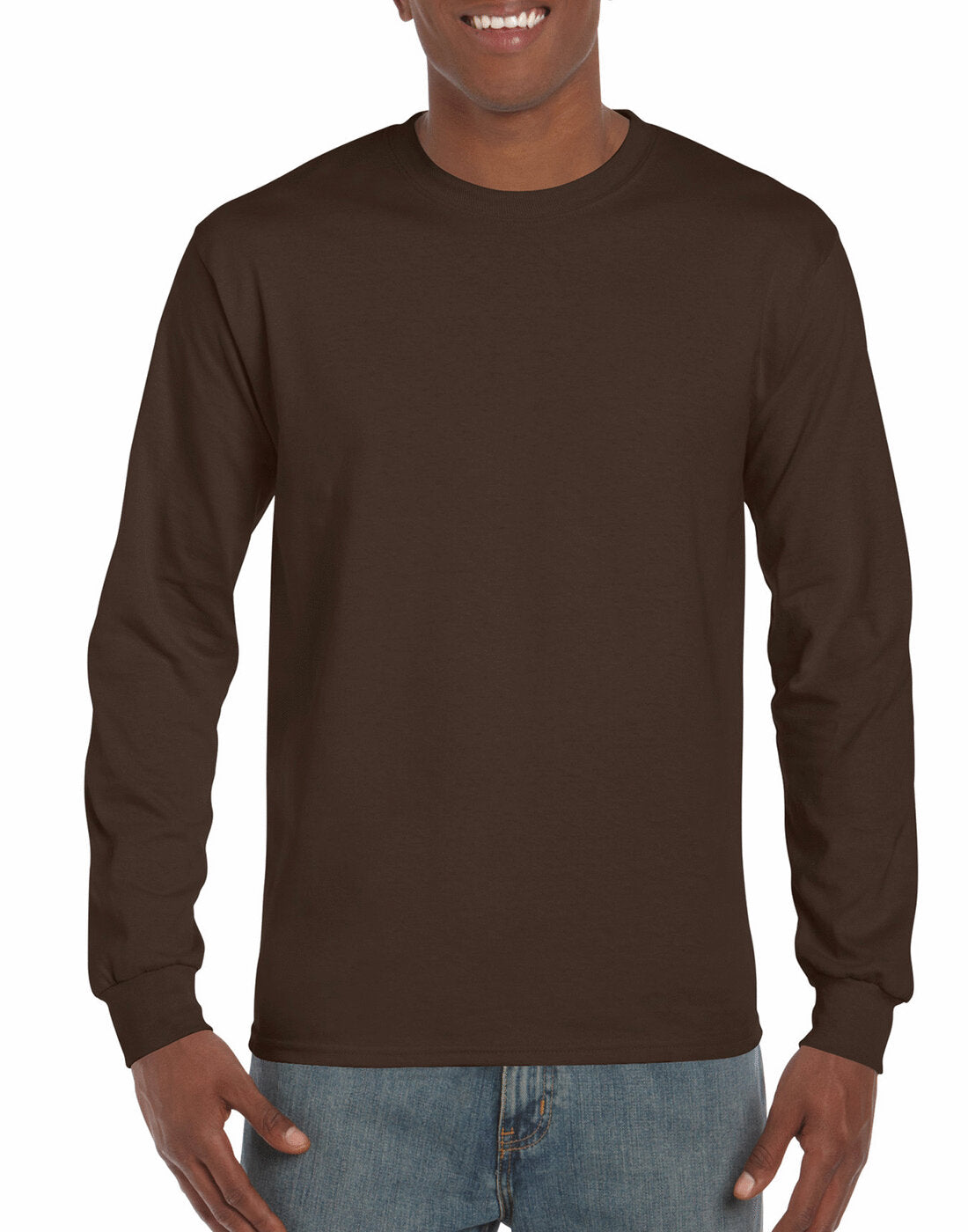 Gildan Ultra Cotton Adult Long Sleeve T-Shirt - Dark Chocolate