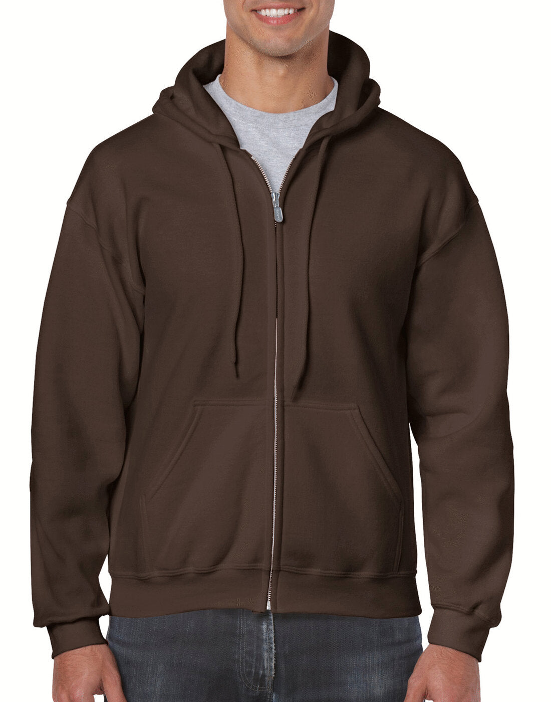 Gildan Adult Heavy Blend Full Zip Hooded Sweatshirt - Dark Chocolate