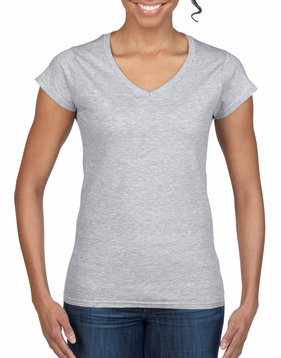 Gildan Ladies Softstyle V-Neck T-Shirt - Sports Grey