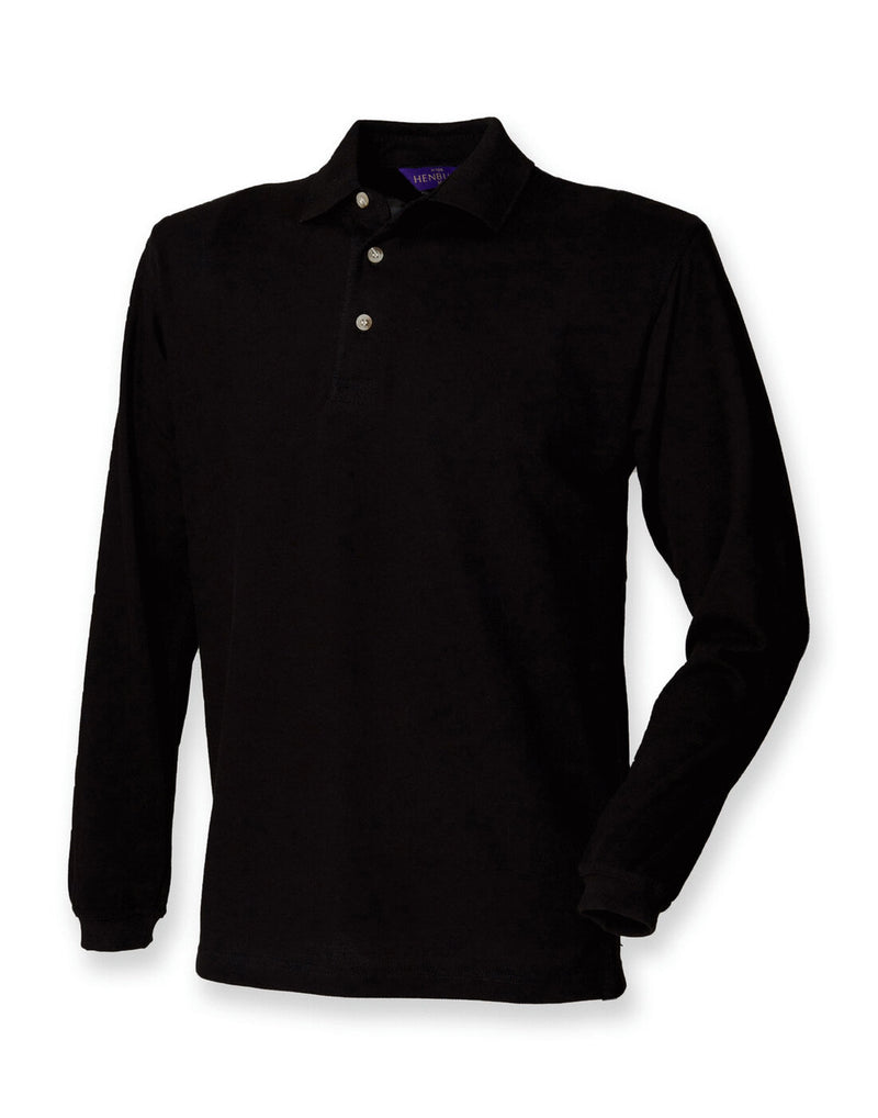 Henbury Long Sleeve Cotton Pique Polo Shirt