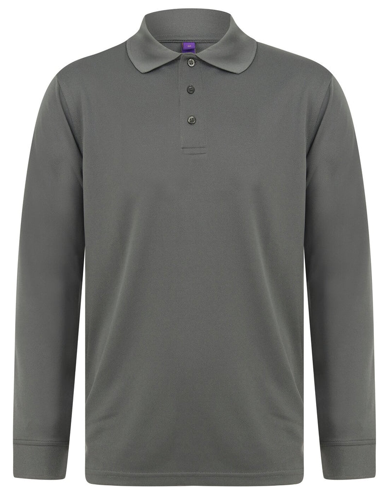 Henbury Coolplus Unisex Long Sleeve Polo Shirt
