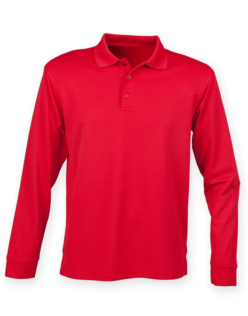 Henbury Coolplus Unisex Long Sleeve Polo Shirt