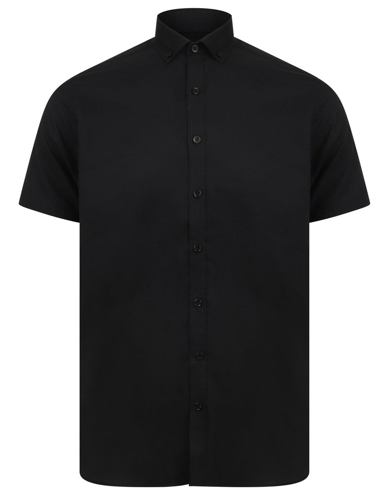 Henbury Mens Short Sleeve Modern Oxford Shirt - Slim Fit