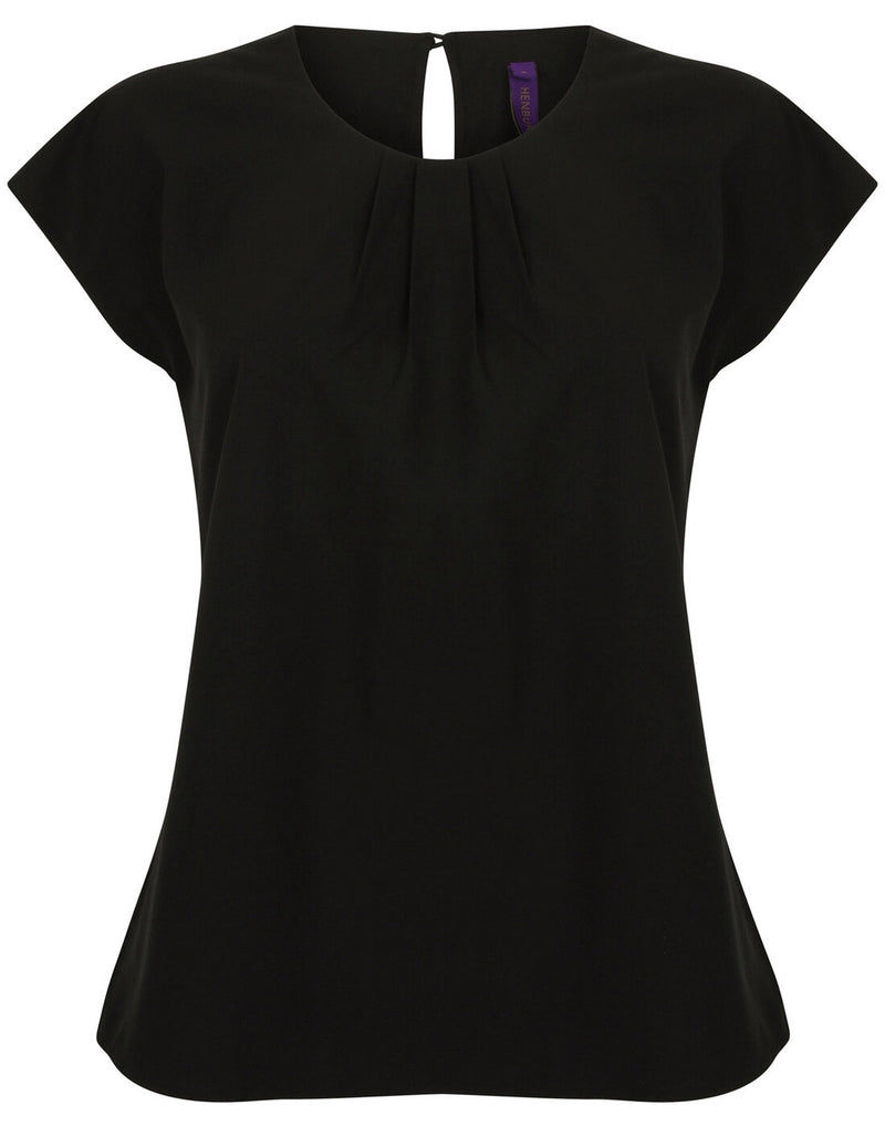 Henbury Ladies Pleat Front Short Sleeve Blouse