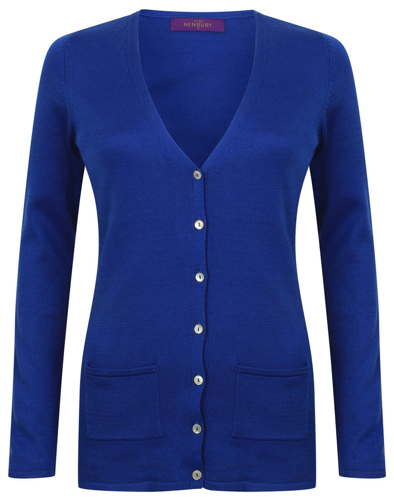 Henbury Ladies V Button Cardigan