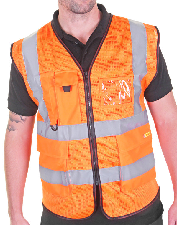 Beeswift CU Executive Mesh Waistcoat Orange 5XL