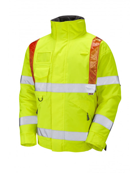 Leo Workwear Portmore yellow hi-vis jacket for maximum visibility and protection at work