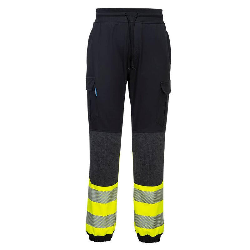 Black and yellow Portwest KX3 Hi-Vis Flexi Jogger with reflective tape.