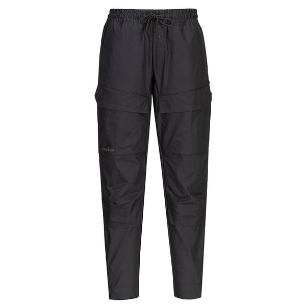 Black Portwest KX3 Drawstring Combat Trouser with slim fit and multiple pockets.
