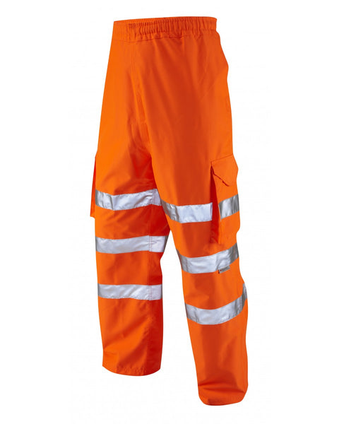 Leo Workwear Instow orange Breathable Cargo for enhanced visibility and reliable weather protection