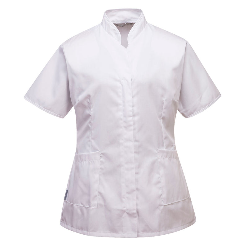 white workwear tunic for medical or caregiving professionals