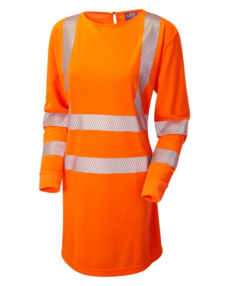 Leo Workwear Women'S Class 3 Coolviz Ultra Modesty Tunic in Orange colour