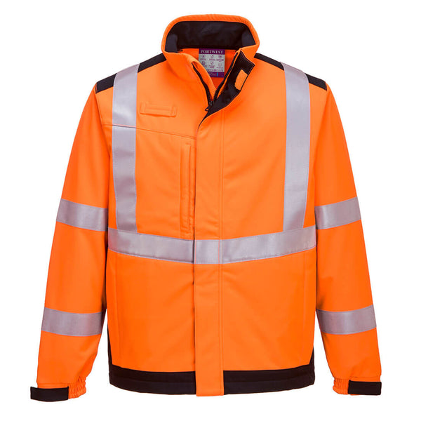Portwest Arc Softshell Jacket MV72 – orange/navy flame and arc protection softshell jacket