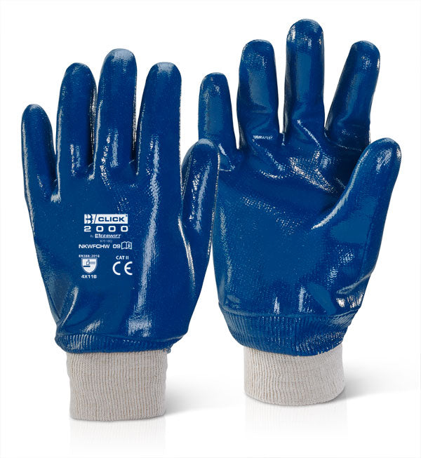 Beeswift Nitrile Knitted Wrist Fully Coated Heavy Weight Gloves - (Pack of 10)