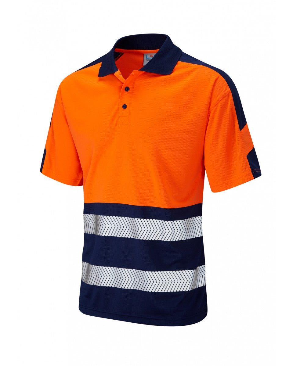 Leo Workwear Watersmeet Iso 20471 Cl 1 Dual Colour Coolviz Plus Polo Shirt - HV Orange
