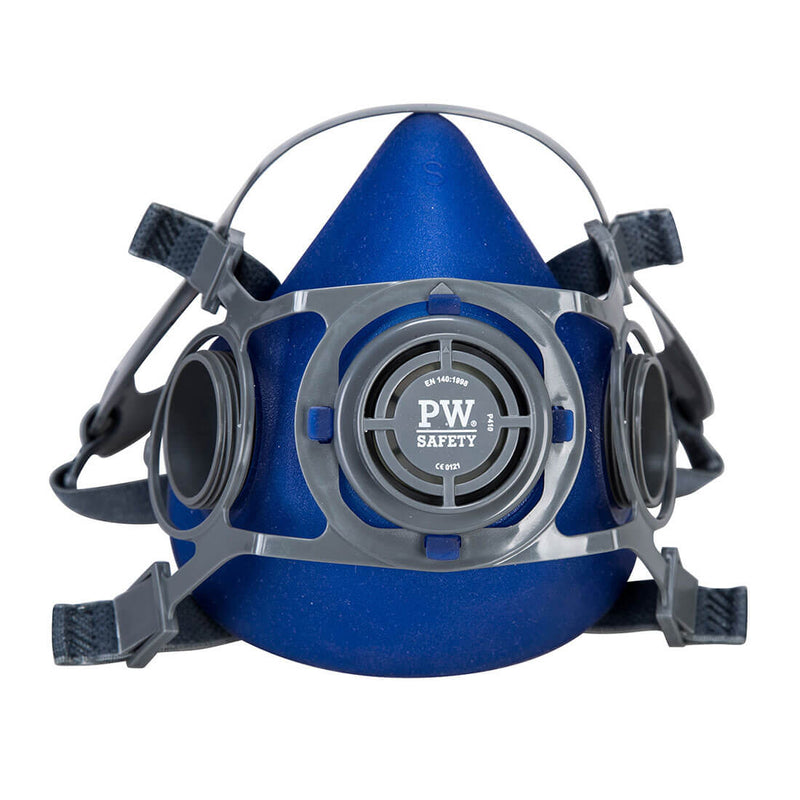 Blue Portwest Auckland P410 reusable half mask respirator with twin filters.
