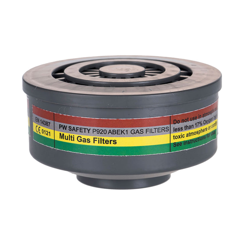 Portwest P920 ABEK1 multi-gas filter with a special thread connection.