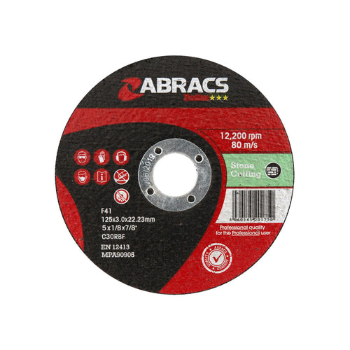 Abracs Proflex Flat Stone Cutting Disc - 125 x 3 x 22mm