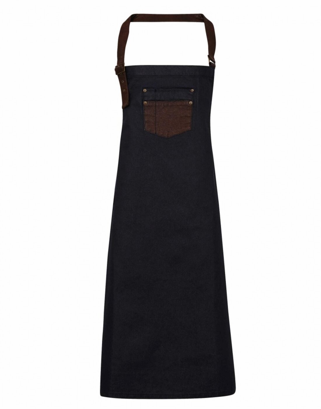 Premier 'Division' Waxed Look Denim Bib Apron with Faux leather