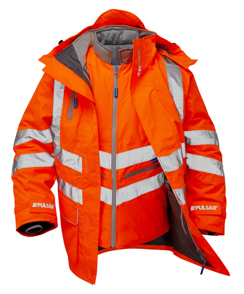 Pulsar Rail Spec 7 In 1 Hi-Vis Storm Coat - PR497 Orange