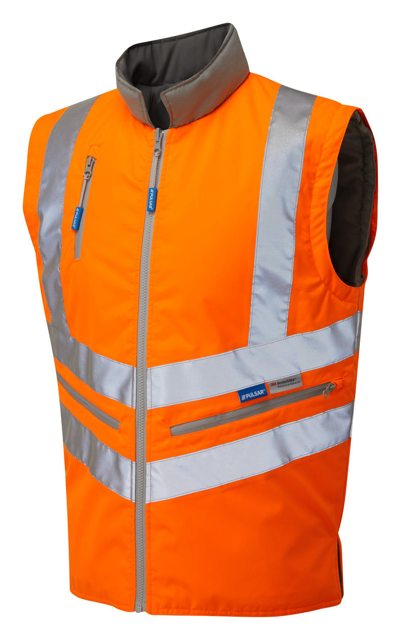 Pulsar Rail Spec Interactive Hi-Vis Bodywarmer - PR498 Orange