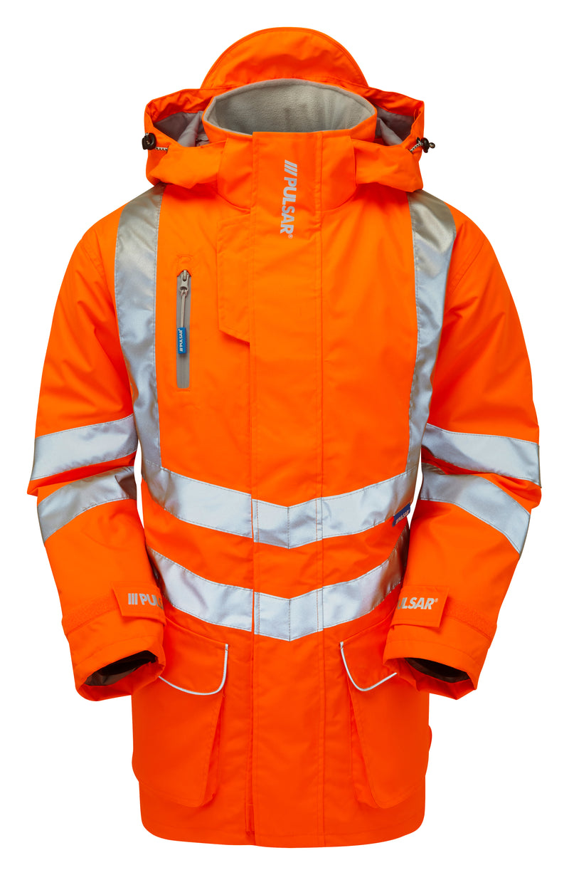 Pulsar Rail Unlined Hi-Vis Storm Coat - PR499 Orange