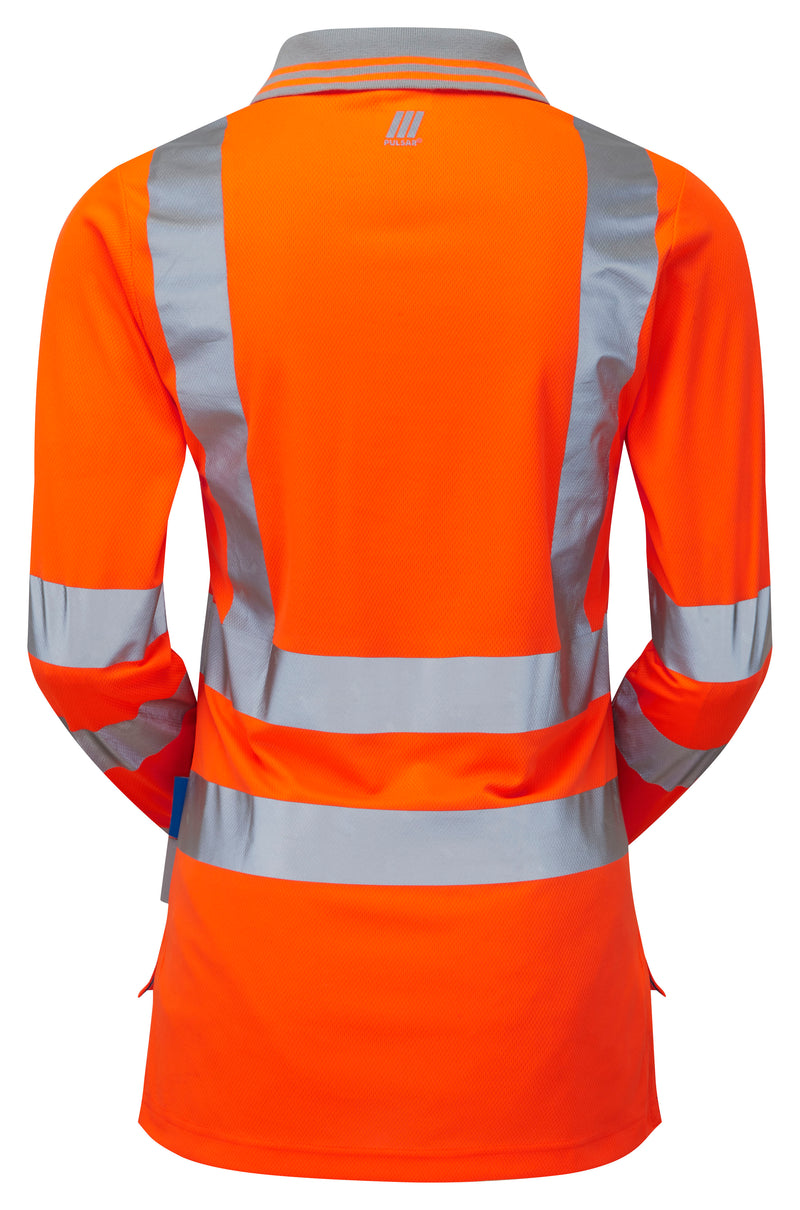 Pulsar Rail Spec Ladies Long Sleeve Hi-Vis Polo Shirt - PR703 Orange