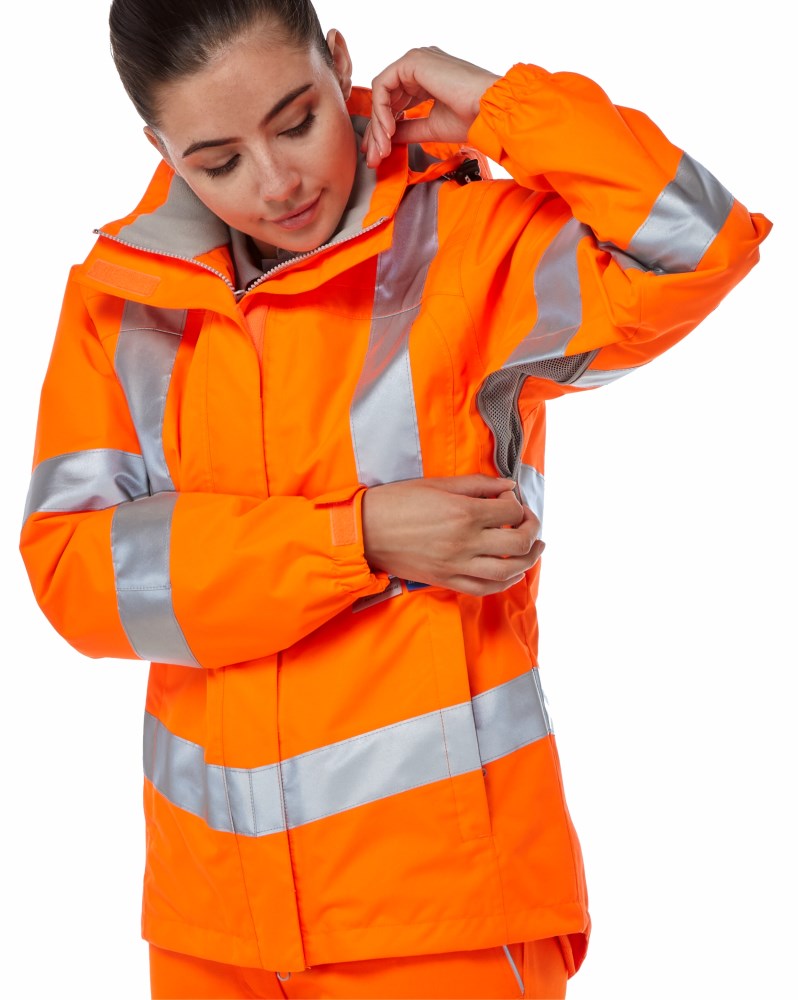 Pulsar Rail Spec Ladies Unlined Hi-Vis Storm Coat - PR705 Orange