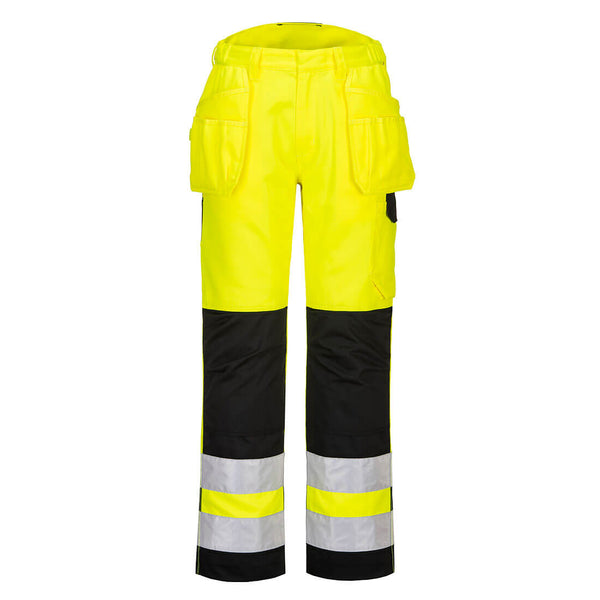 Yellow/black Portwest PW2 Hi-Vis Holster Pocket Trouser