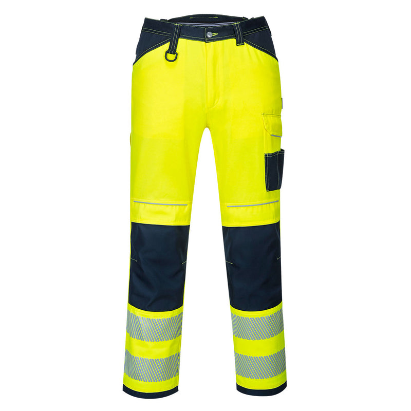 Short fit yellow/navy Portwest PW3 Hi-Vis Work Trouser