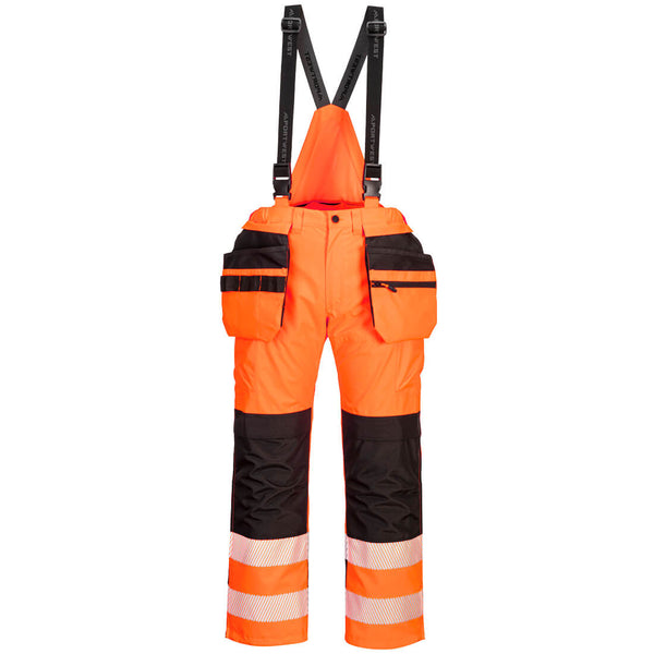 Yellow/black Portwest PW3 Hi-Vis Rain Bib and Brace
