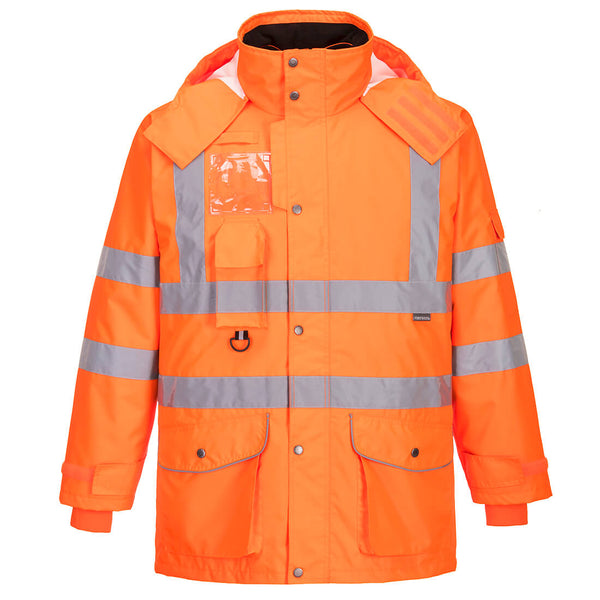 Portwest Hi Vis Breathable 7 In 1 Traffic Jacket Rt27 in orange