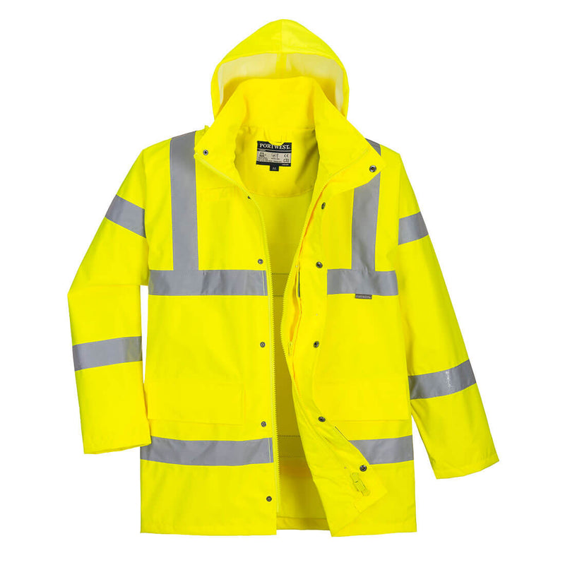 Portwest Hi Vis Breathable Rain Traffic Jacket Rt60 in yellow