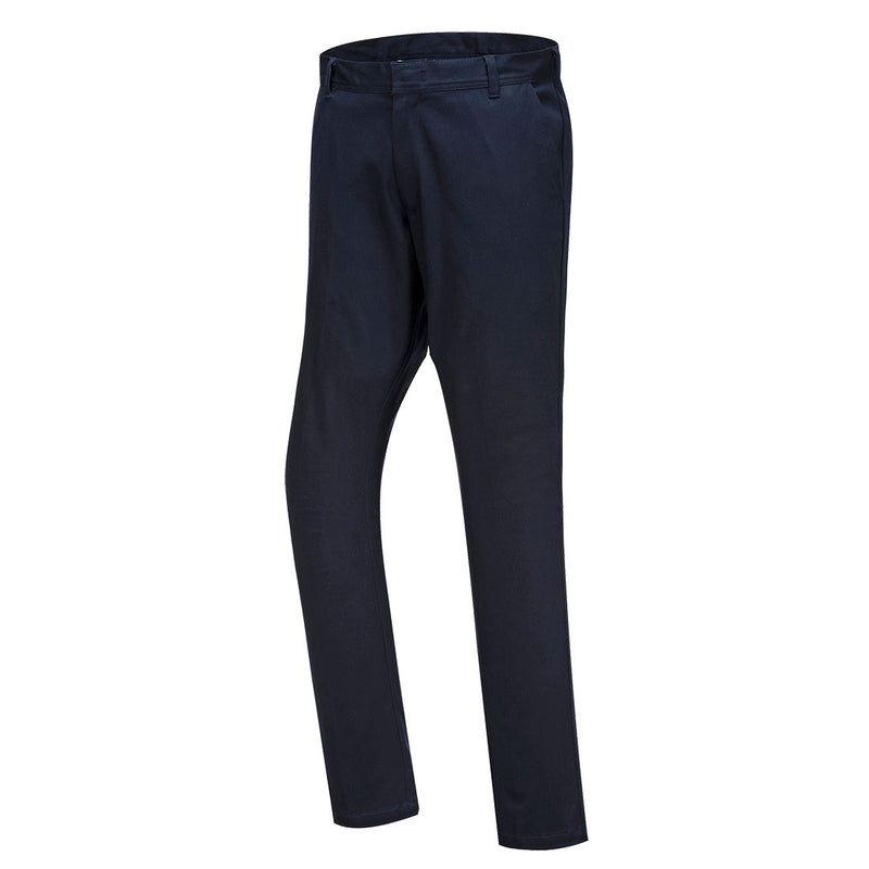 Model wearing the Portwest Stretch Slim Chino Trousers S232.