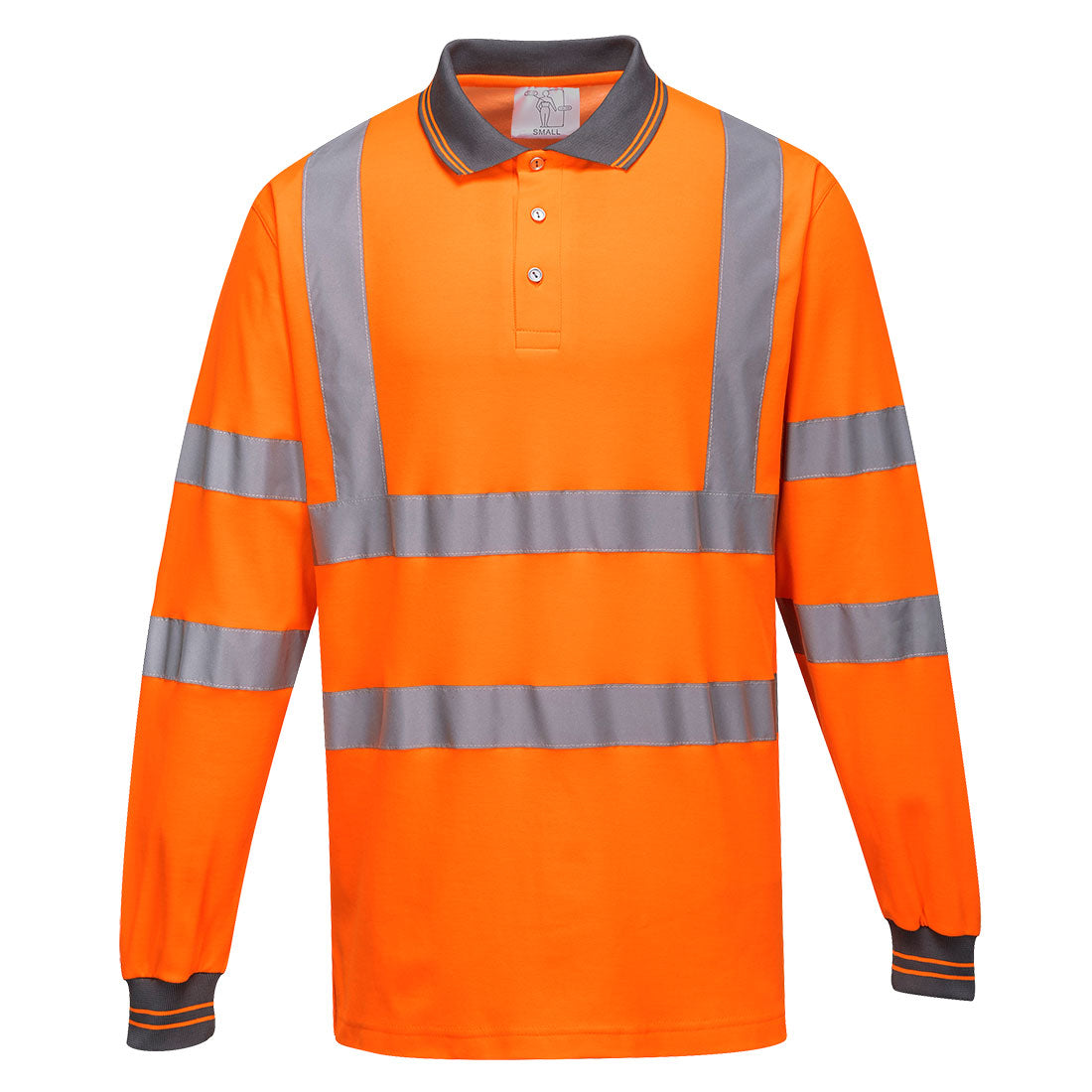 Portwest Hi-Vis Cotton Comfort Long Sleeve Polo Shirt - Orange/Yellow - S271
