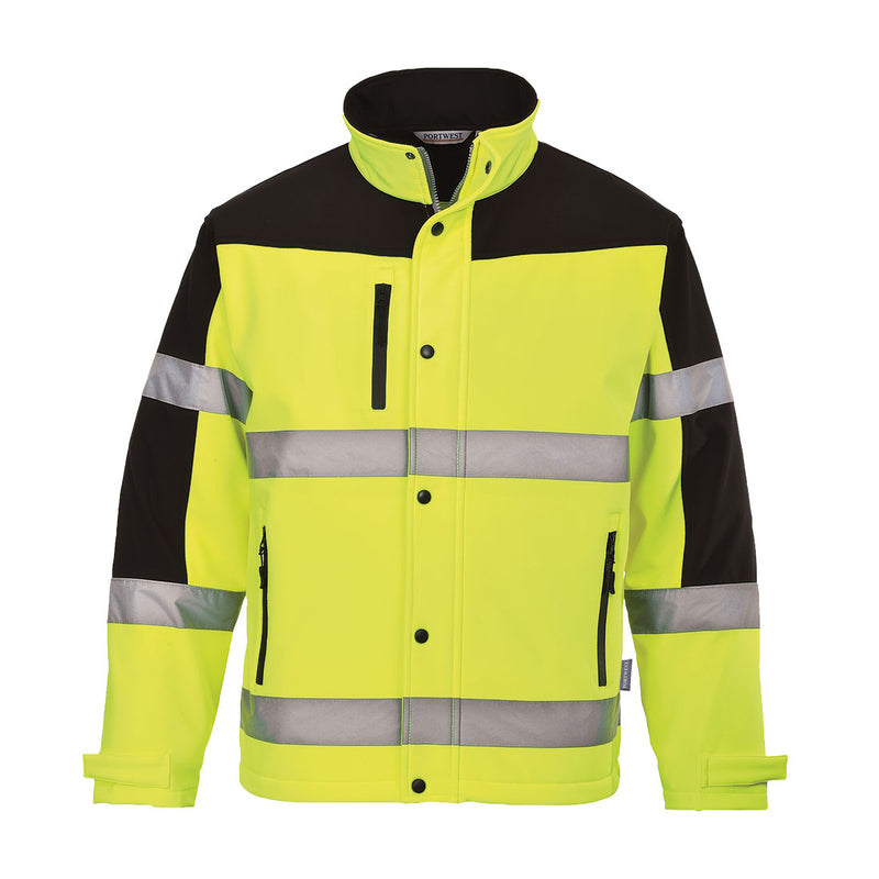 Portwest Hi-Vis Contrast Softshell Jacket in Yellow