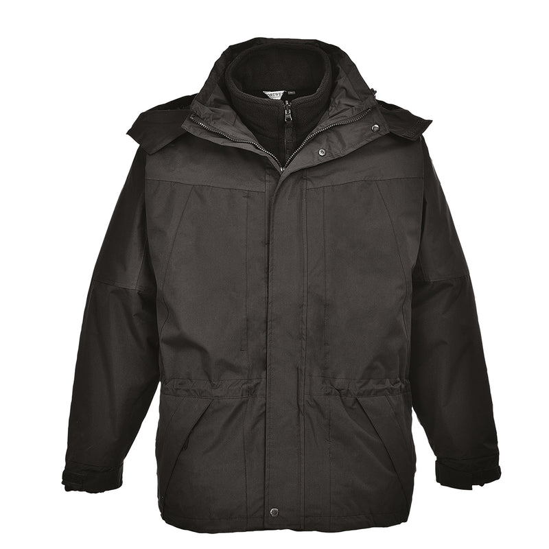 Black Portwest Aviemore 3-in-1 Men’s Jacket S570 with zip-out fleece and waterproof shell