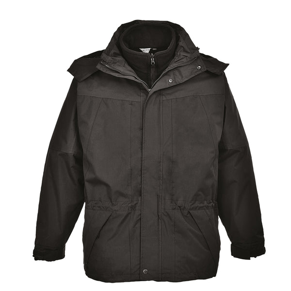 Black Portwest Aviemore 3-in-1 Men’s Jacket S570 with zip-out fleece and waterproof shell