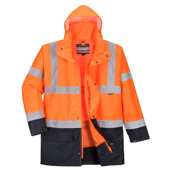 Portwest Hi-Vis 5-in-1 Contrast Essential Jacket S766 in Orange/Navy color