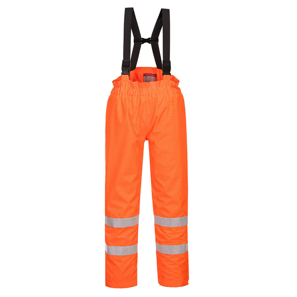Portwest Bizflame Rain Lined Hi-Vis FR Trouser S781 in orange.