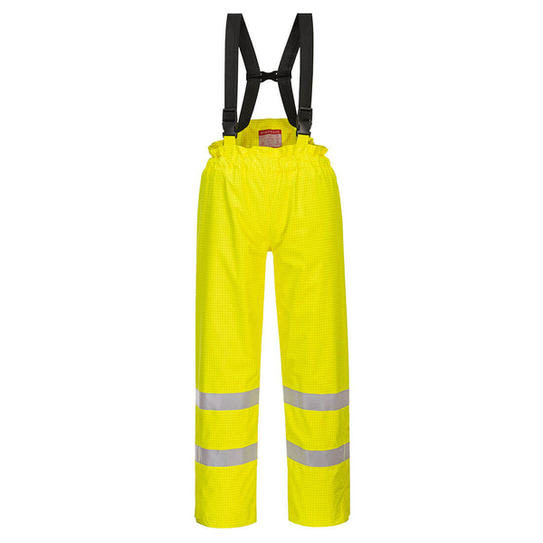 Portwest Bizflame Rain Lined Hi-Vis FR Trouser S781 in yellow.