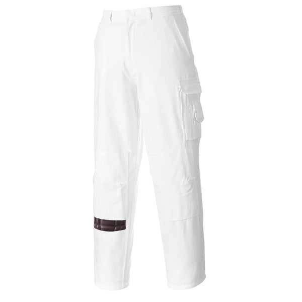 Alternate style of the Portwest Painters Trouser S817 in white.