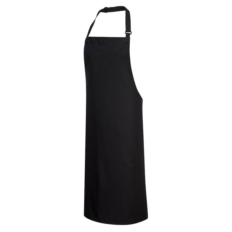 Black Portwest Cotton Bib Apron S840 with neck loop and protective front panel