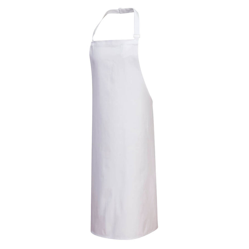 White Portwest Cotton Bib Apron S840 with adjustable ties and front coverage