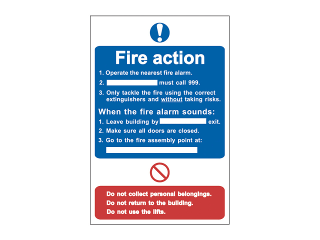Scan Fire Action Procedure - PVC Sign 200 x 300mm