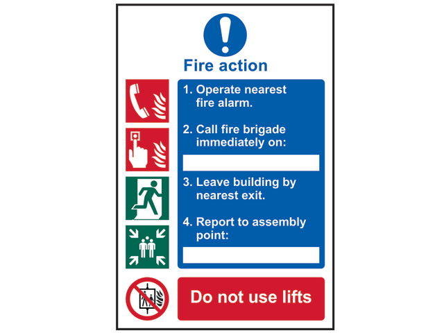 Scan Fire Action Procedure, Style 1 - PVC Sign 200 x 300mm