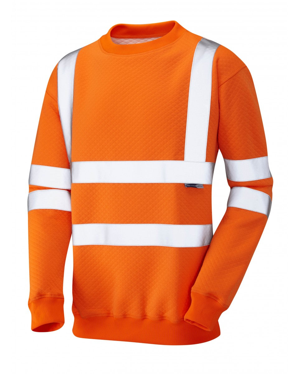 Leo Workwear Winkleigh Iso 20471 Cl 3 Crew Neck Sweatshirt - HV Orange