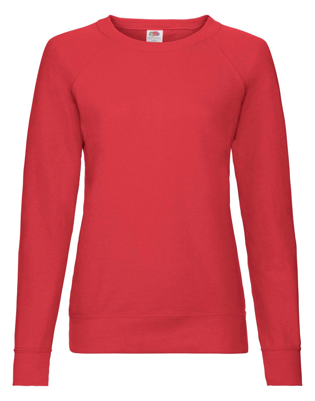 Fruit of the Loom Ladies Lightweight Raglan Sweatshirt - Red